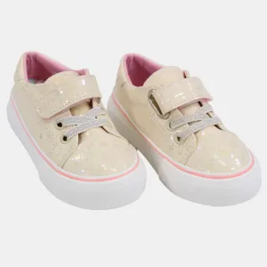 Kindermädchen Lederturnschuhe – Glänzendes Beige