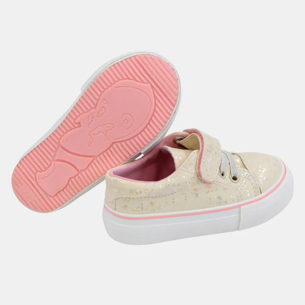 Kindermädchen Lederturnschuhe – Glänzendes Beige