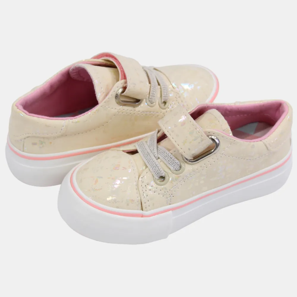 Kindermädchen Lederturnschuhe – Glänzendes Beige