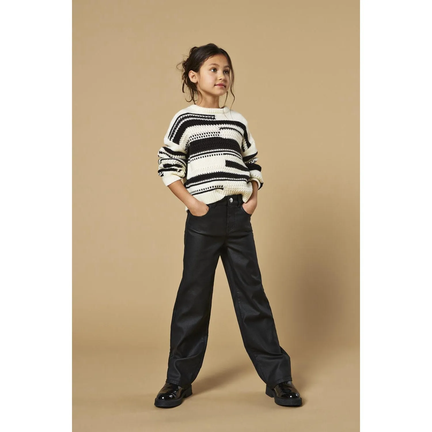 NUR FÜR KINDER Black Juicy-Nya Weite Beschichtete Hose Nur für Kinder