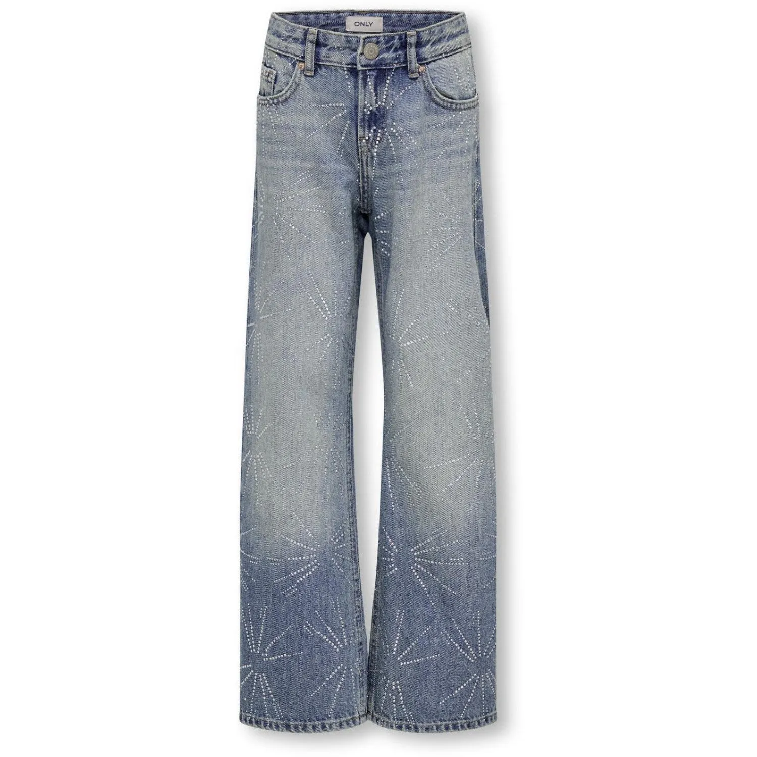 Kids ONLY Mittelblaue Denim Hope Strass Stern Weite Denim Hose Kids Only