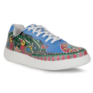 Leap7x Schnürung Weiß Madhubani Kunst bedruckte Freizeitsneaker Für Herren MJH-M05 Von Liberty