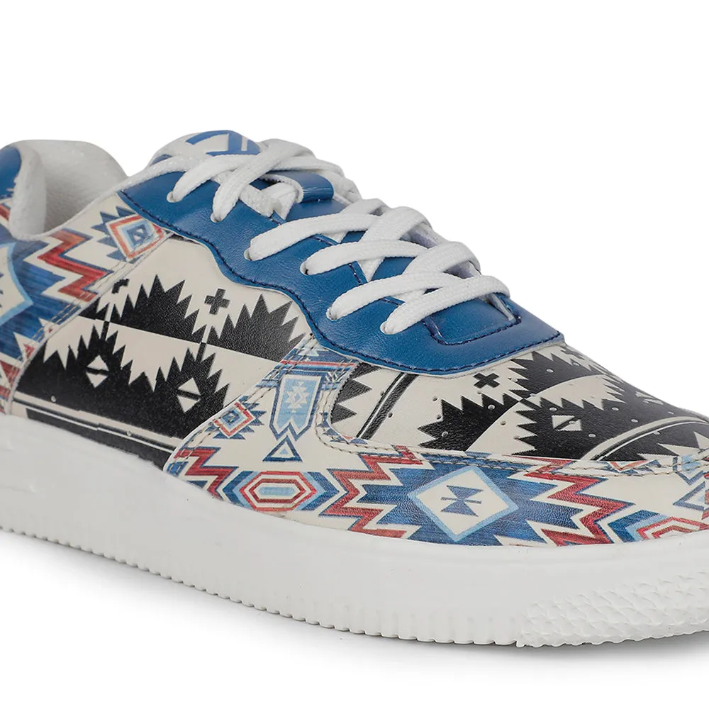 Leap7x Schnürung Weiß Bedruckte Himalaya Handwebstoff Freizeitsneaker Für Herren MJH-M04 Von Liberty