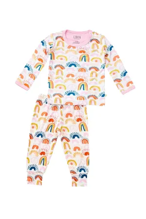 Langarm-Pyjama-Set - Regenbogen Rosa Babykids_Klee-Baby-Kinder