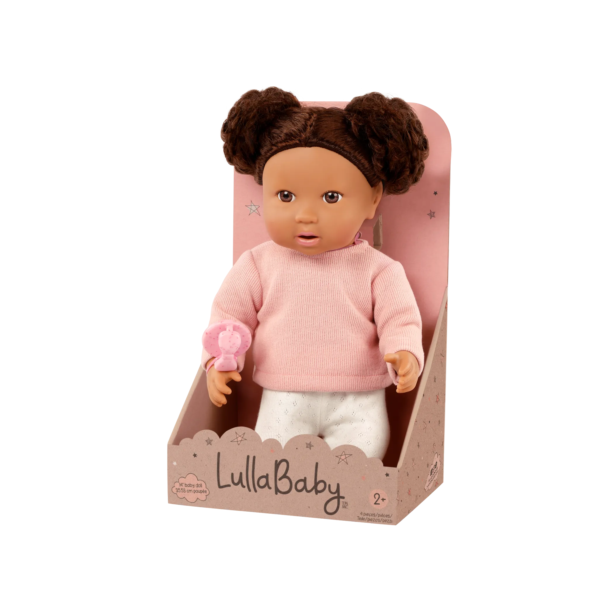 LullaBaby – Babypuppe mit welligem braunem Haar