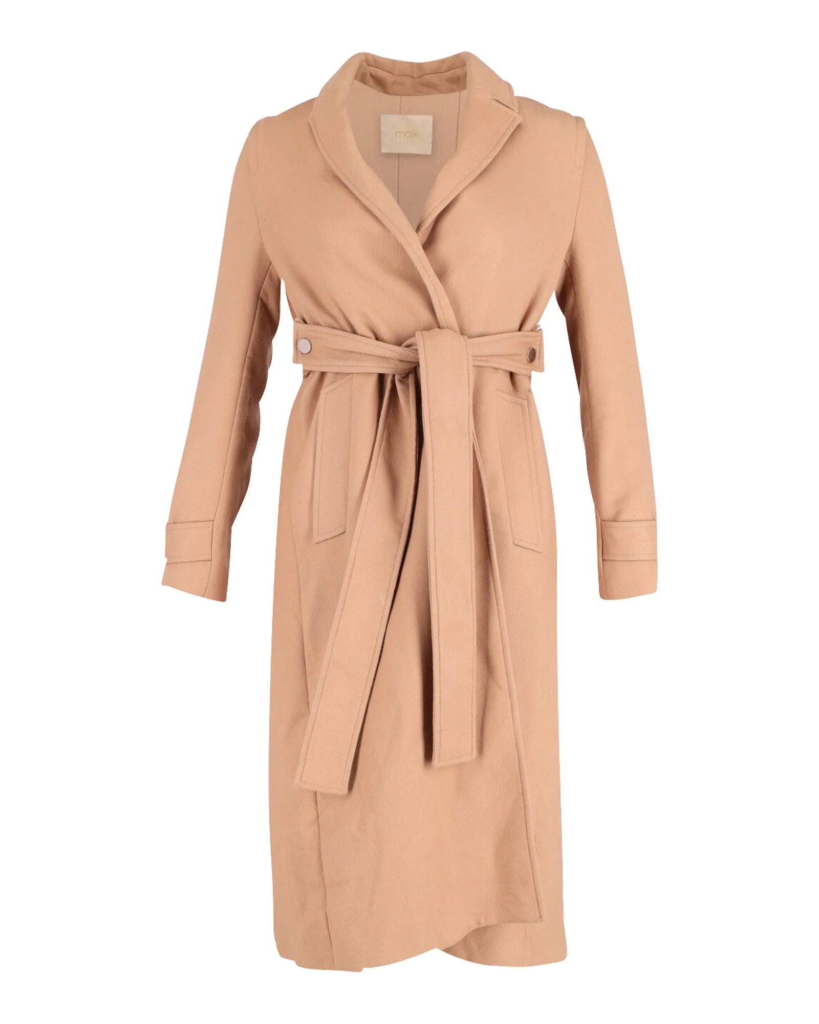 Maje Gump Plissé-Trenchcoat in Beige Polyester