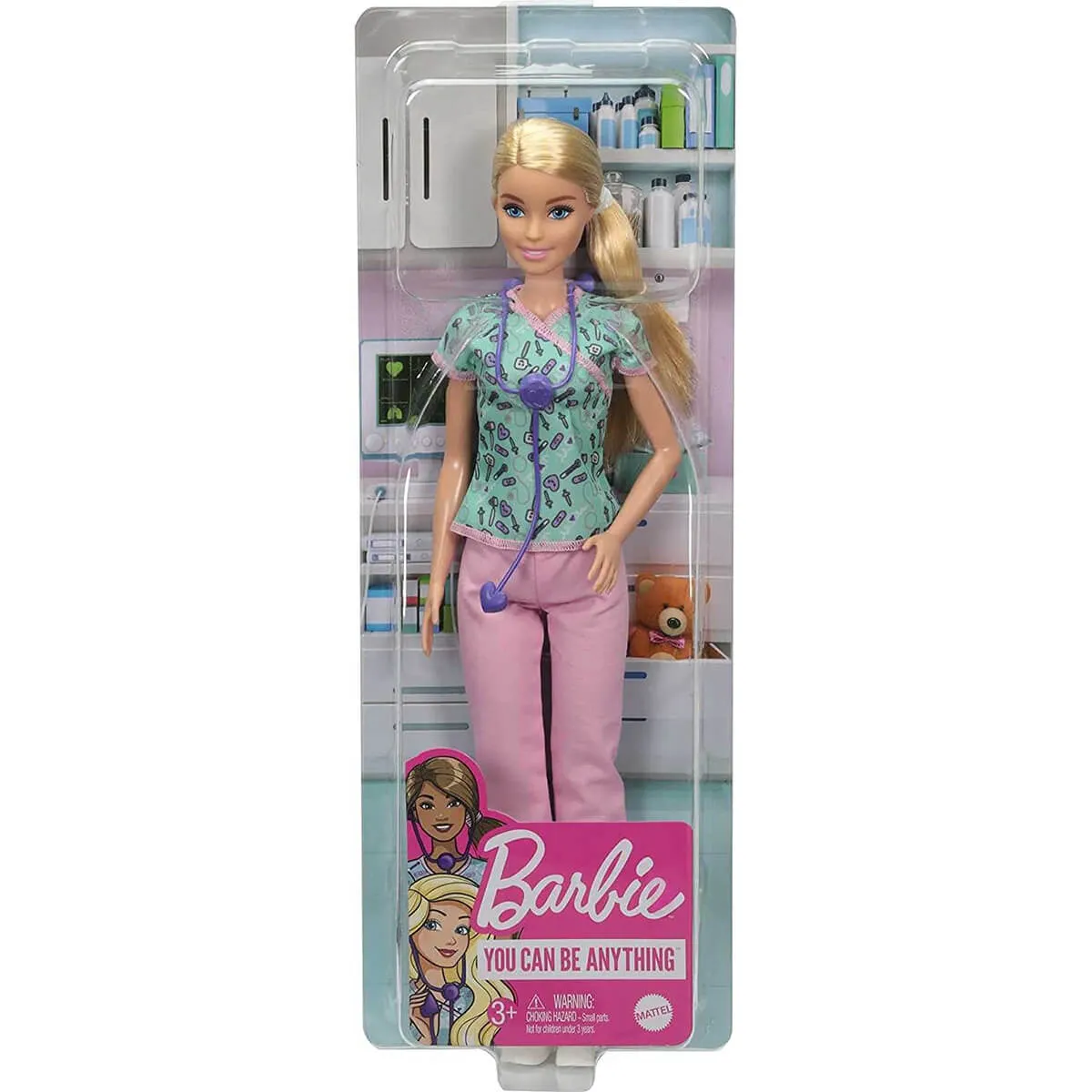 Mattel Toys Barbie Du kannst alles sein Karriere Krankenschwester Puppe mit lila Stethoskop