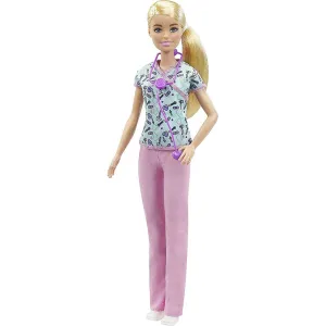 Mattel Toys Barbie Du kannst alles sein Karriere Krankenschwester Puppe mit lila Stethoskop