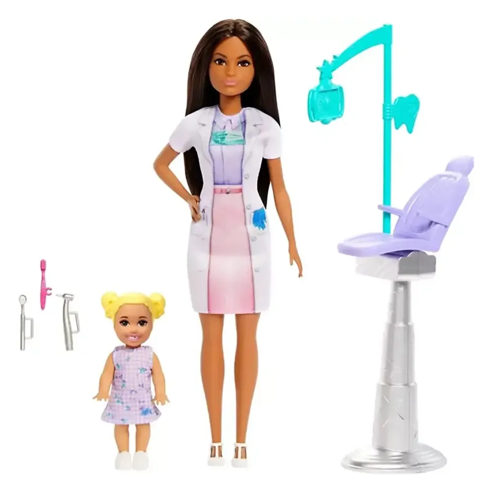 Mattel Toys Barbie Du kannst alles sein Zahnärztin mit brünetter Modepuppe