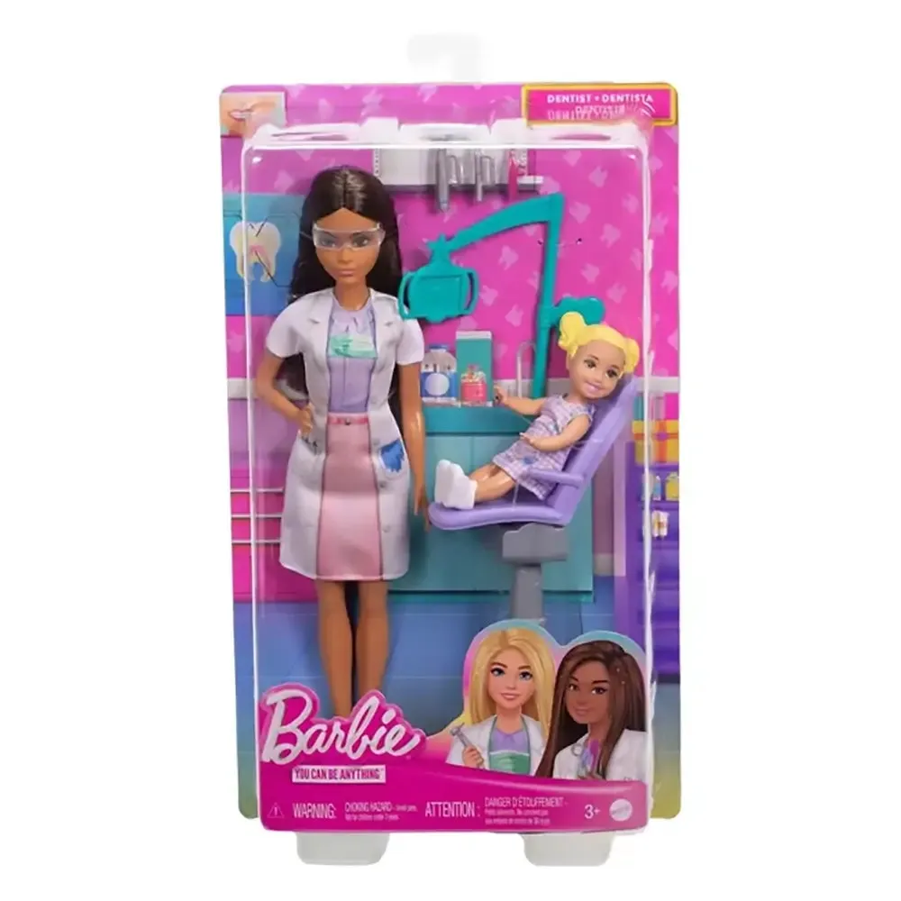 Mattel Toys Barbie Du kannst alles sein Zahnärztin mit brünetter Modepuppe