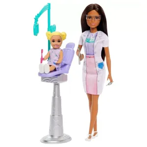 Mattel Toys Barbie Du kannst alles sein Zahnärztin mit brünetter Modepuppe