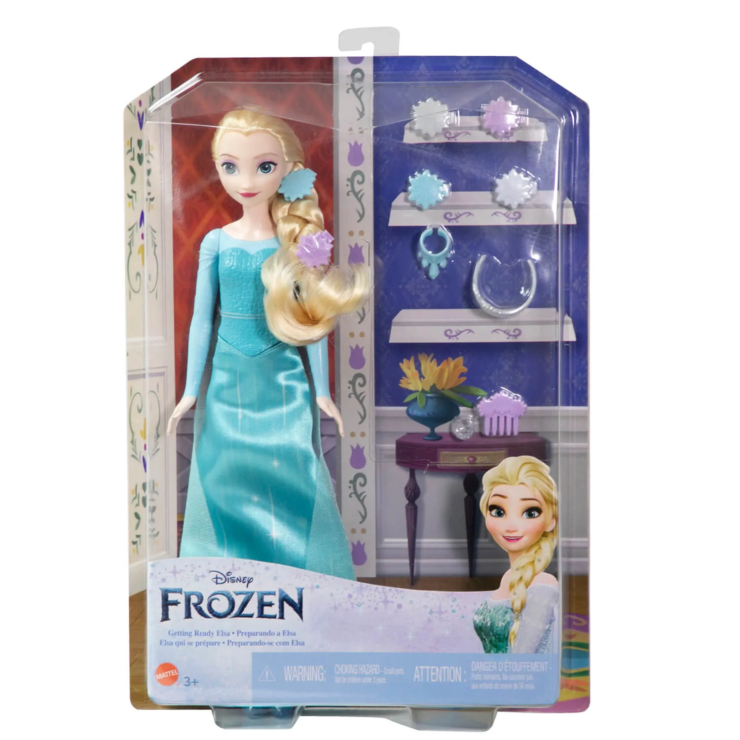 Mattel Spielzeug Disney Frozen Elsa Puppe mit Zubehör zum Anziehen