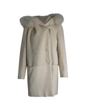 Max Mara Vicky Zweireiher-Mantel in Weiß aus Alpaka-Mischung