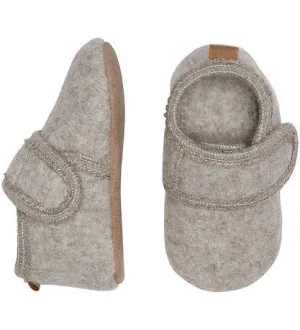 Melton: Klassische Kinder-Wollhausschuhe - Beige