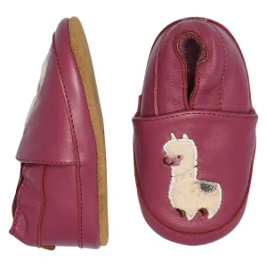 MELTON Rot Violett Lama Leder Hausschuhe Babykids_Melton