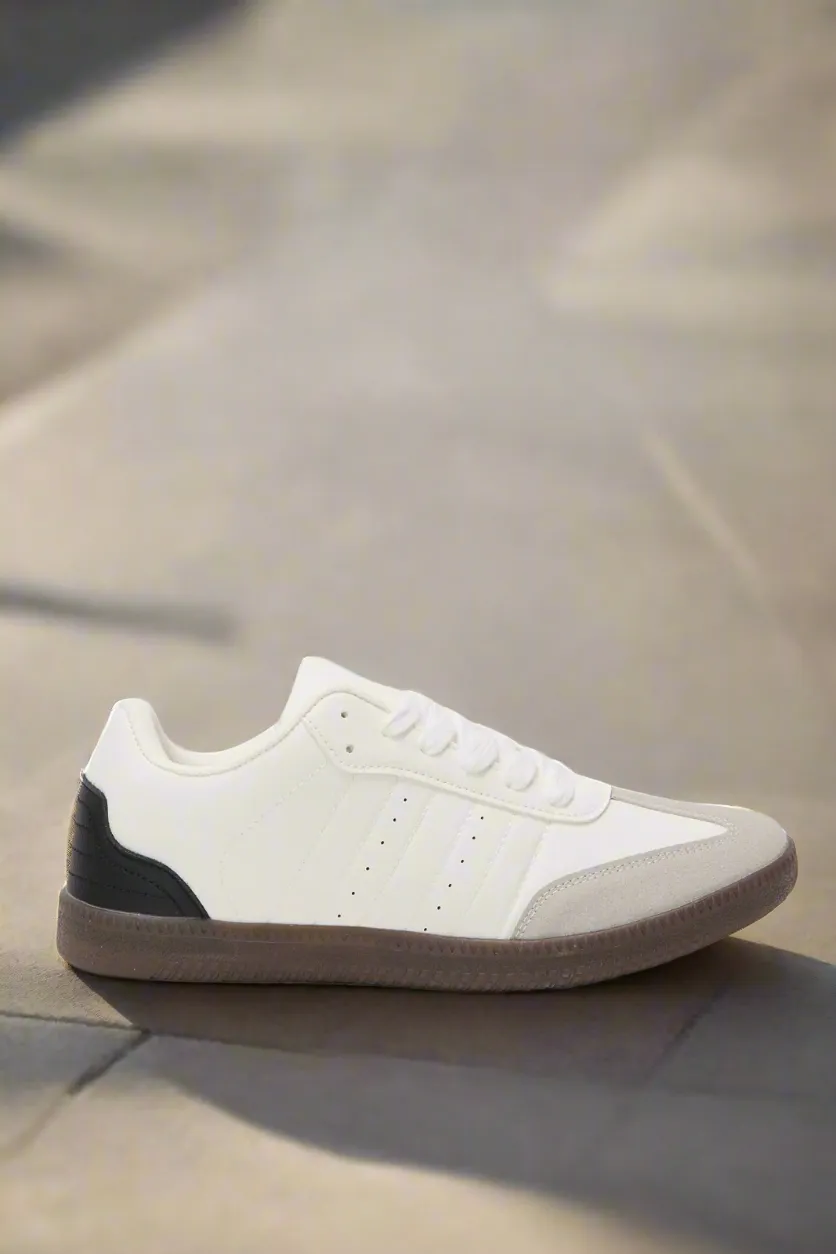 Herren Sneaker aus beigem Material im Block-Design