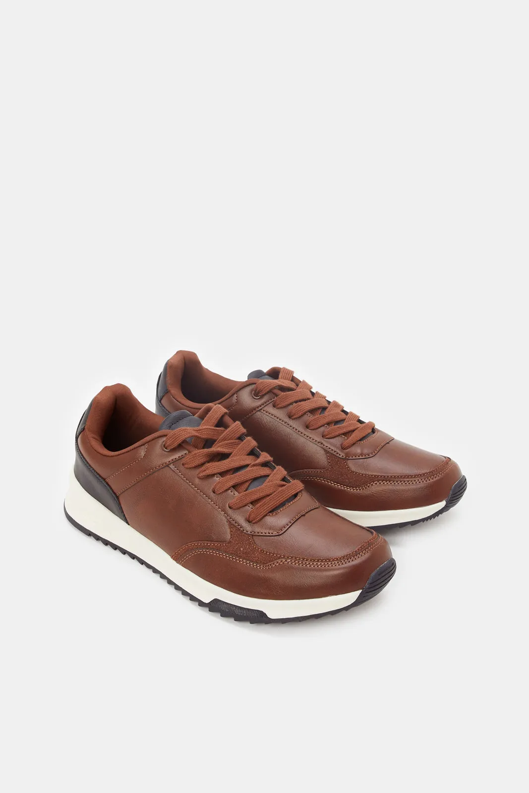 Herren Sneakers aus braunem Materialblock