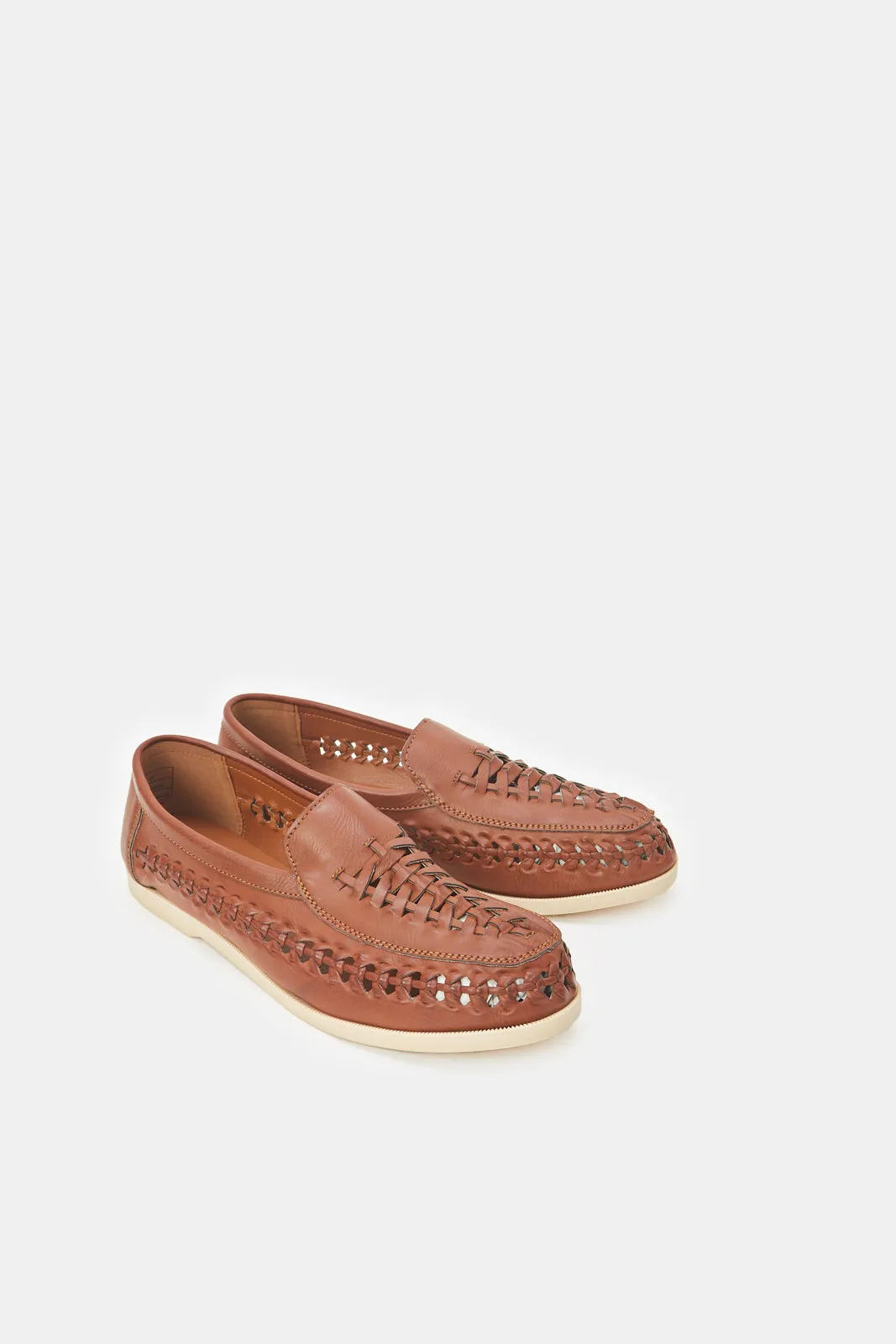 Herren Braune Gewebte Loafers