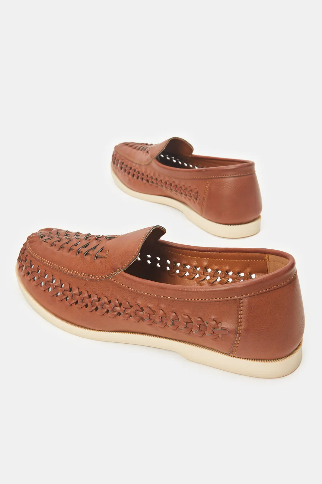Herren Braune Gewebte Loafers