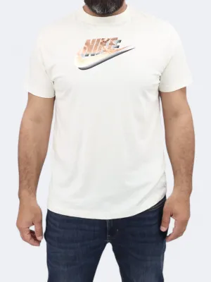 Herren T-Shirt mit aufgedrucktem Markenlogo, Creme