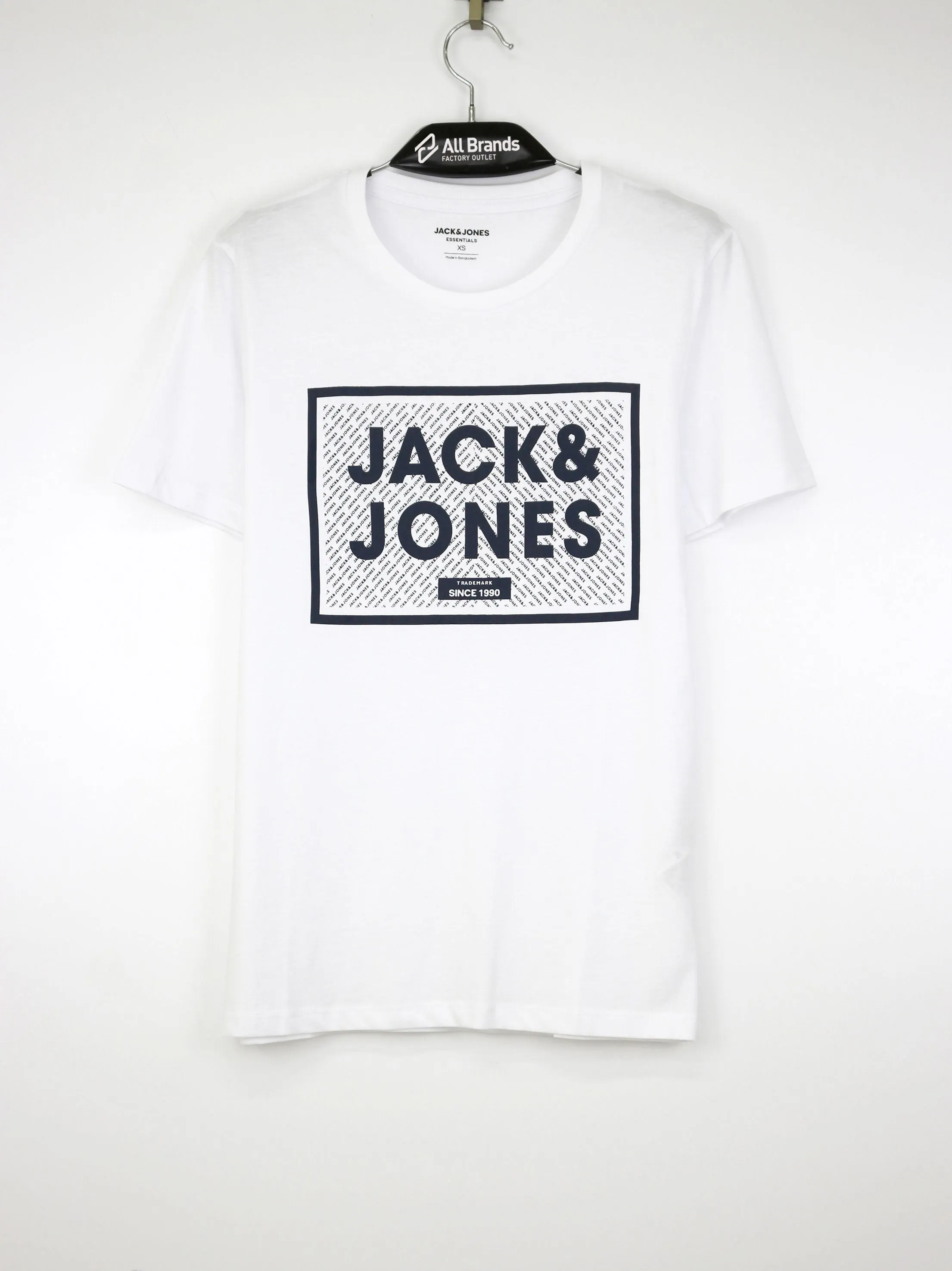 Herren T-Shirt mit aufgedrucktem Markenlogo, Weiß