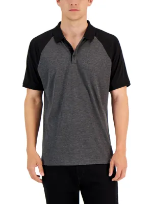 Herren Polo-Shirt mit Colorblocking, Dunkelgrau/Schwarz