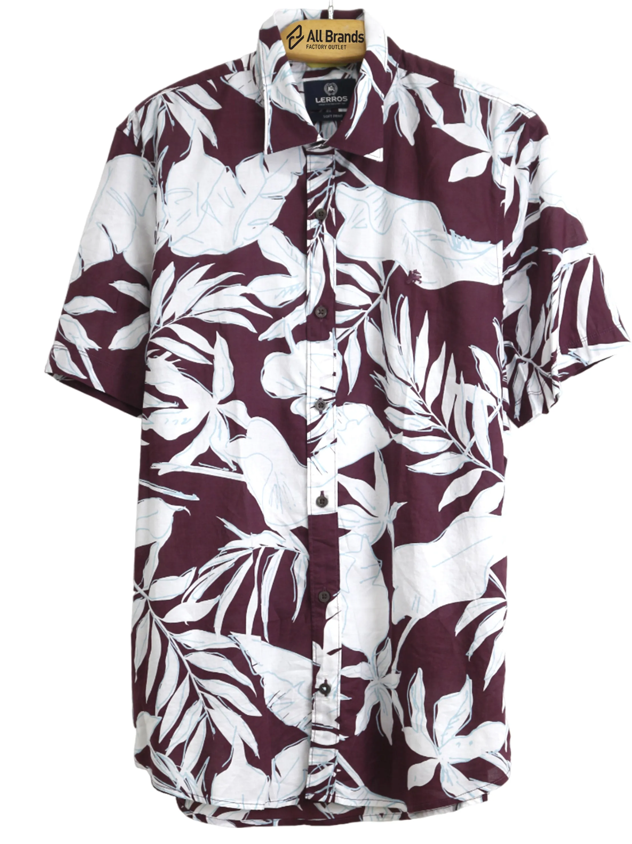 Herren Chemise mit Blumenmuster, Weinrot/Weiß