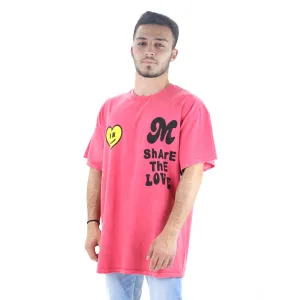 Herren T-Shirt mit Druck vorne und hinten, Casual, Pink