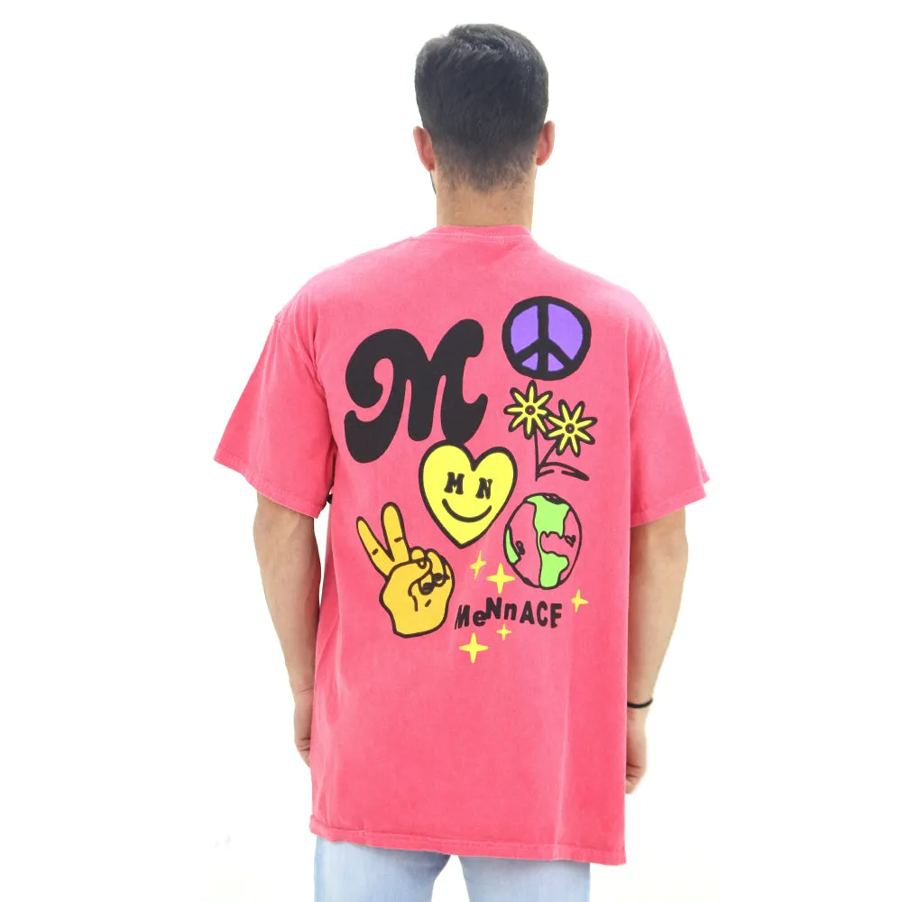 Herren T-Shirt mit Druck vorne und hinten, Casual, Pink