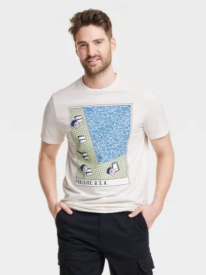 Herren T-Shirt mit Aufdruck, Creme