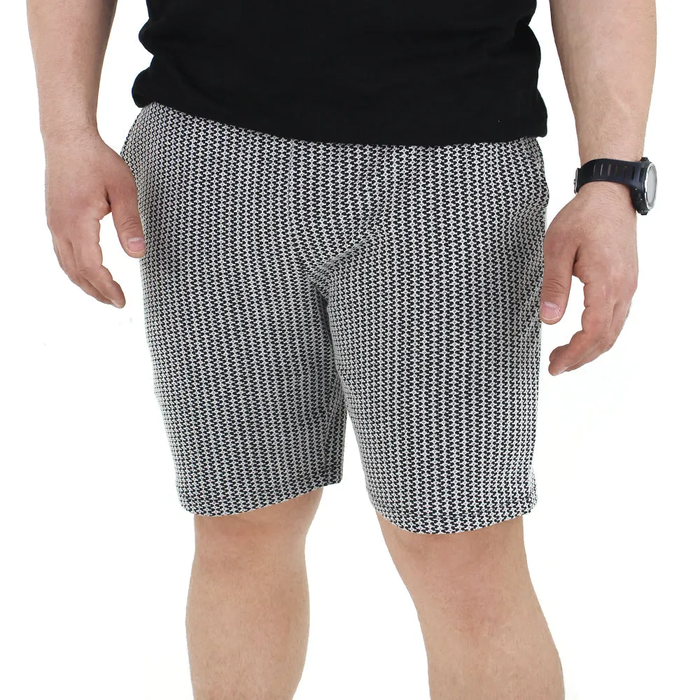 Herren Strickkurzshorts, Schwarz/Weiß