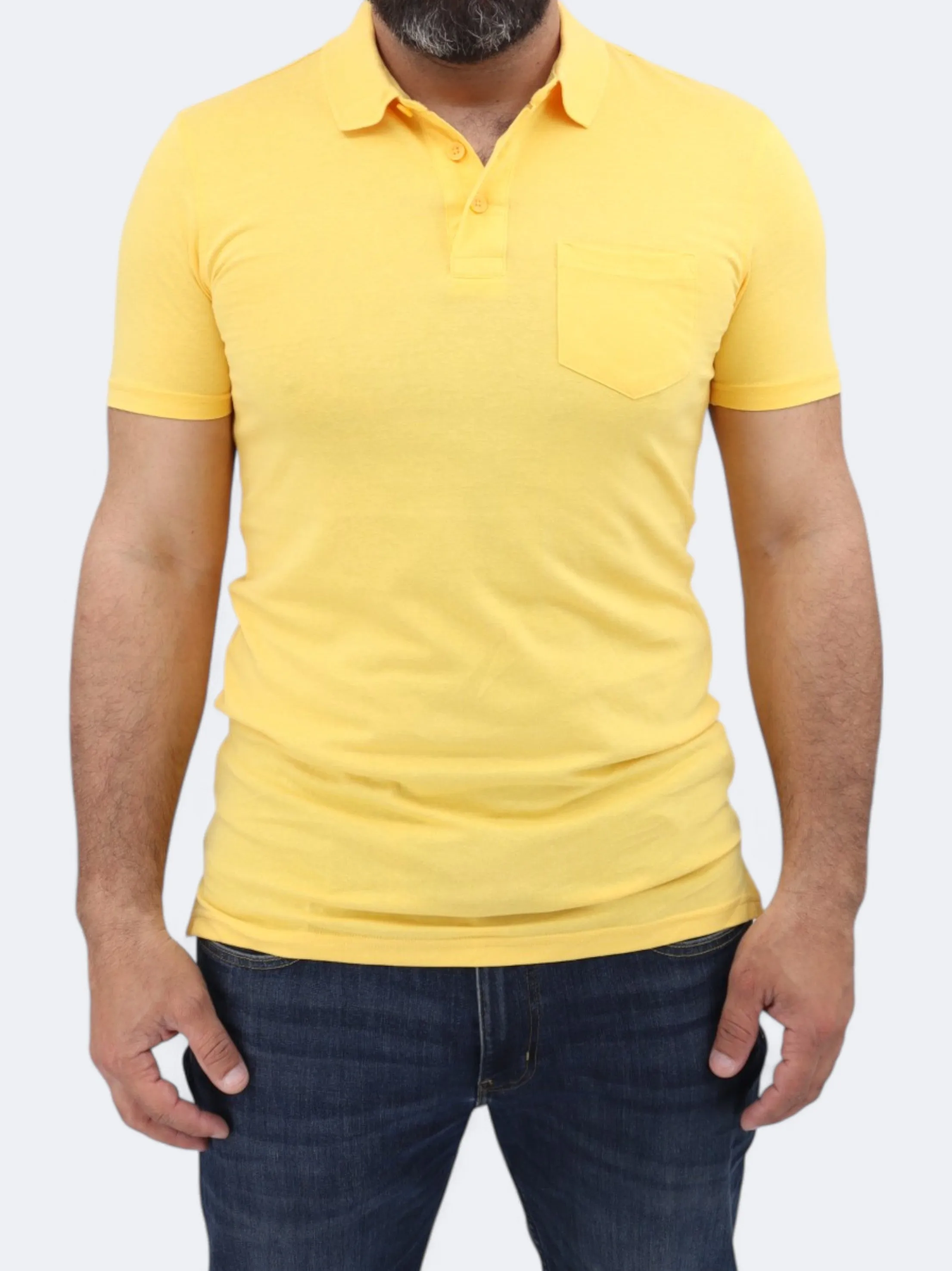 Herren Polo-Shirt mit seitlicher Tasche, Gelb