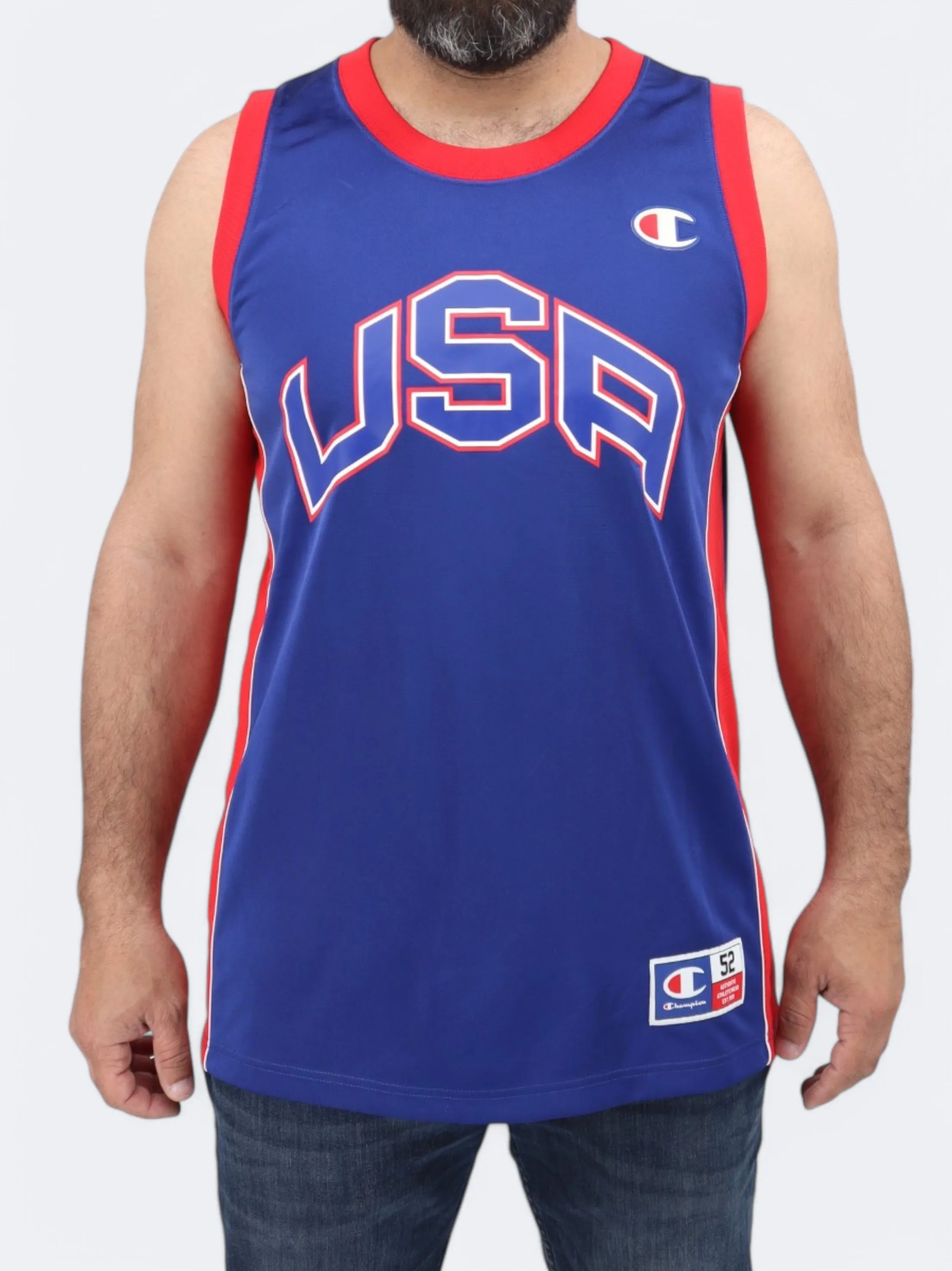 Drucktanktop für Herren, Blau/Rot