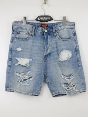Herren Ripped Loose Fit Denim Shorts, Hellblau