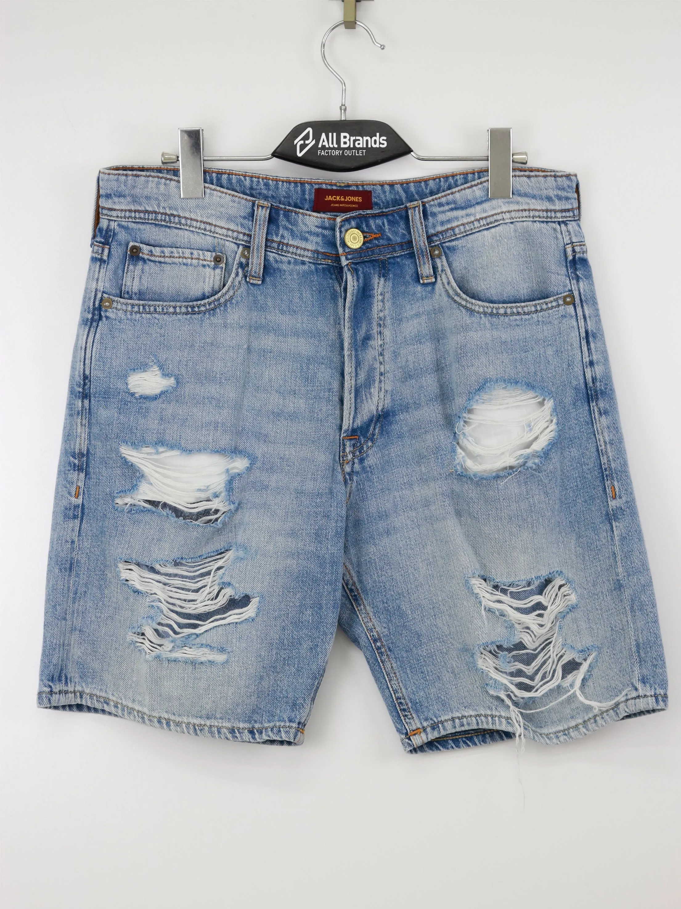 Herren Ripped Loose Fit Denim Shorts, Hellblau