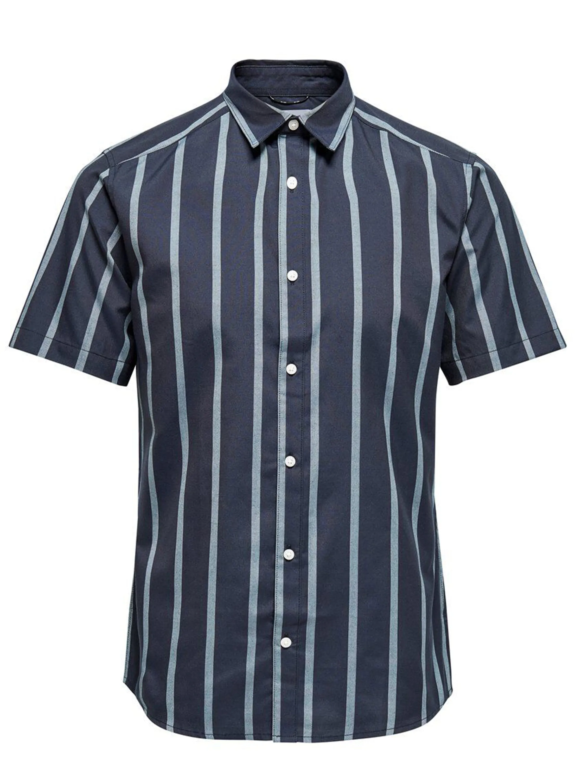 Herren gestreiftes Hemd, Marineblau