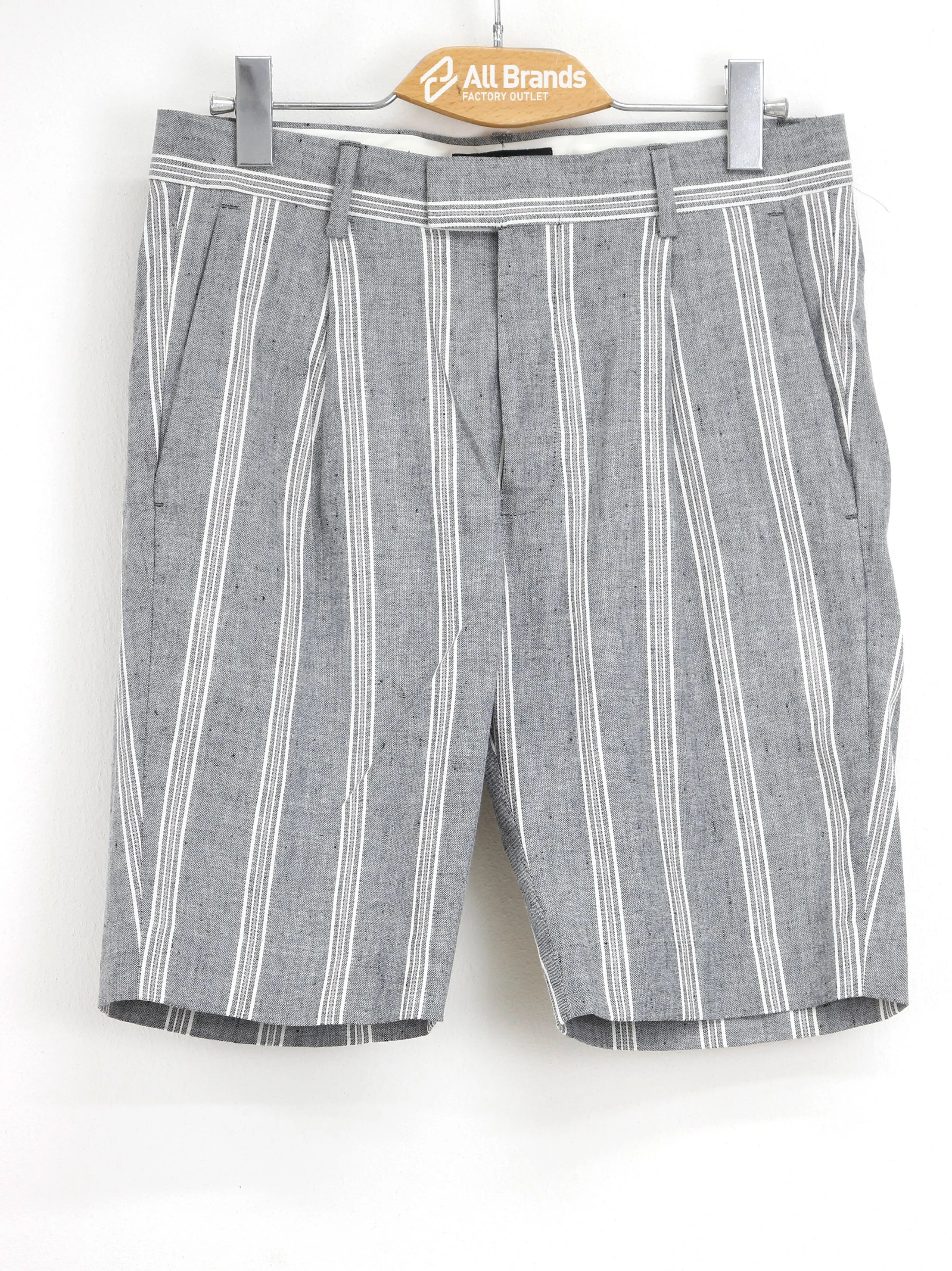 Herren gestreifte Leinen Shorts, Grau