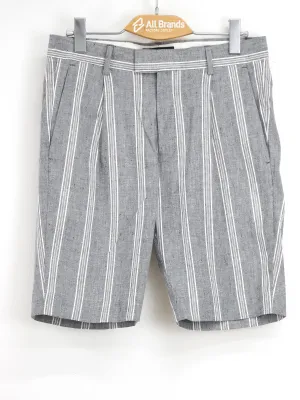 Herren gestreifte Leinen Shorts, Grau