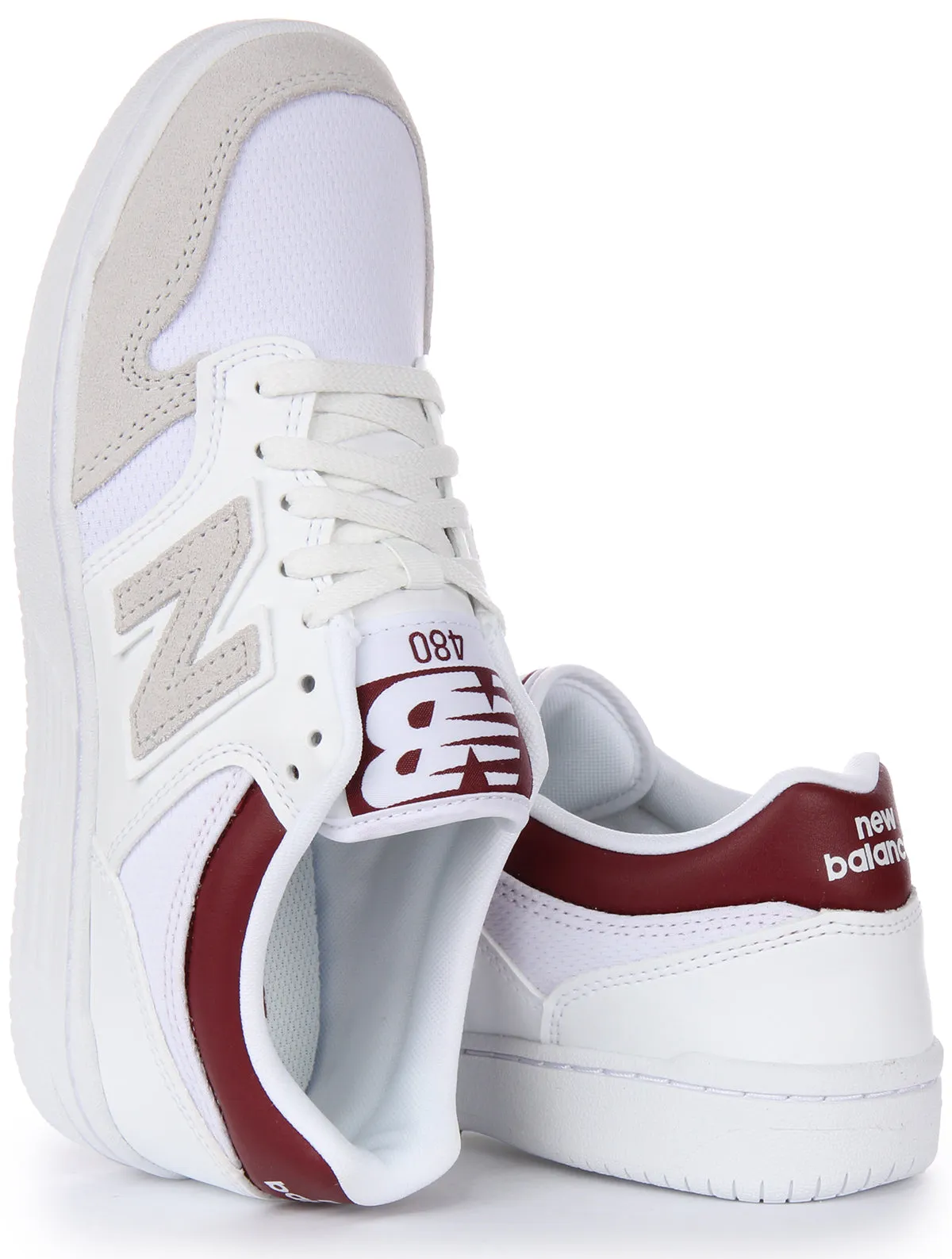 New Balance BB 480LKB in Weiß Rot für Herren Schuhe New Balance