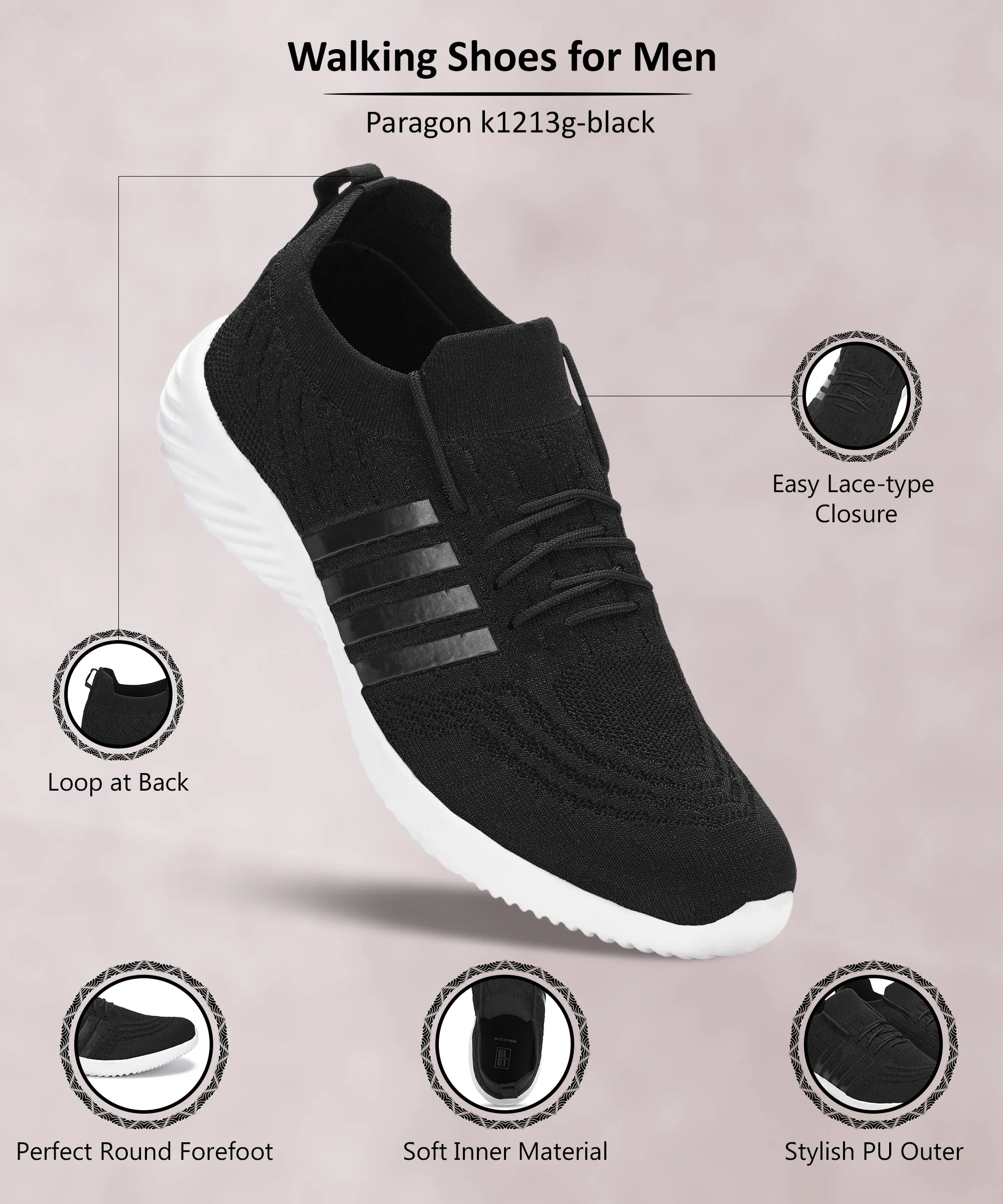 Paragon K1213G Herren Schuhe zum Laufen, Joggen, Training, Cricket, Gym und Sport | Sportliche Schuhe mit bequemer gepolsterter Sohle für den täglichen Outdoor-Einsatz