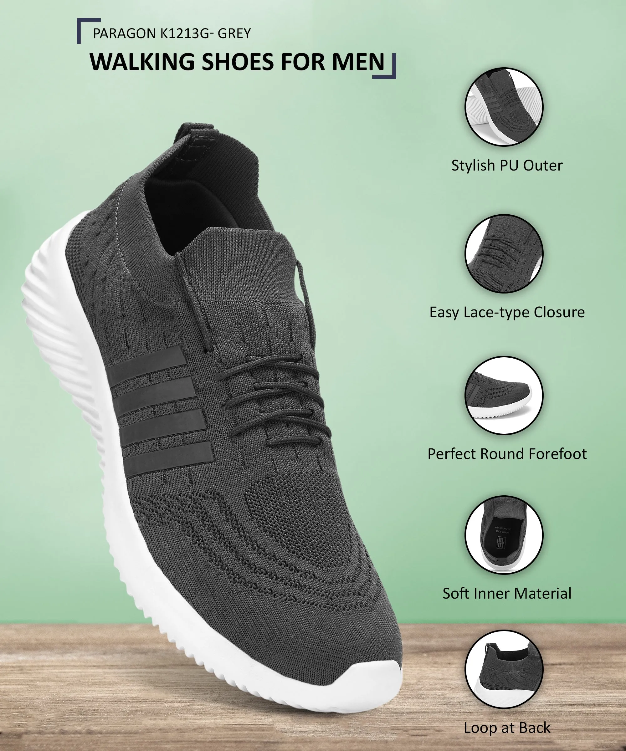 Paragon K1213G Herren Schuhe zum Laufen, Joggen, Training, Cricket, Gym und Sport | Sportliche Schuhe mit bequemer gepolsterter Sohle für den täglichen Outdoor-Einsatz