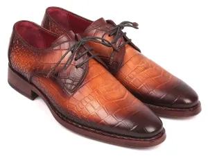 Paul Parkman Schuhe Paul Parkman Derby-Schuhe in Braun mit Krokoprägung aus Kalbsleder und Goodyear-Brandsohle