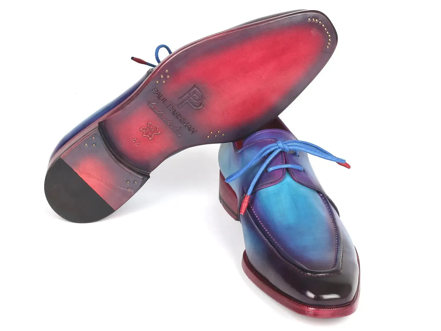 Paul Parkman Schuhe Paul Parkman Herren Schürzchen Derby Schuhe in Türkis & Lila