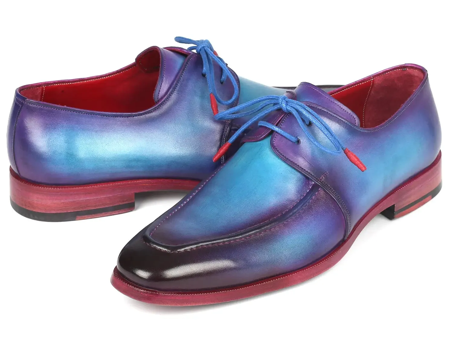 Paul Parkman Schuhe Paul Parkman Herren Schürzchen Derby Schuhe in Türkis & Lila