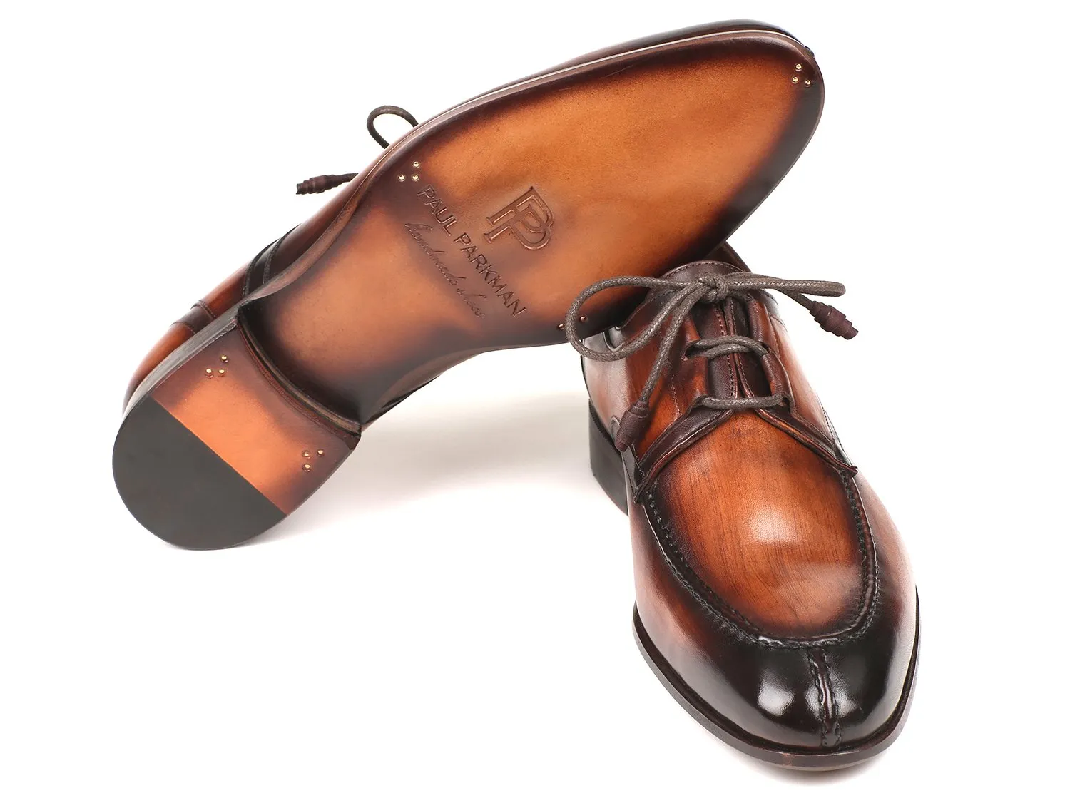 Paul Parkman Schuhe Paul Parkman Herren Ghillie Schnürung Anzugsschuhe in Braun Hochglanz