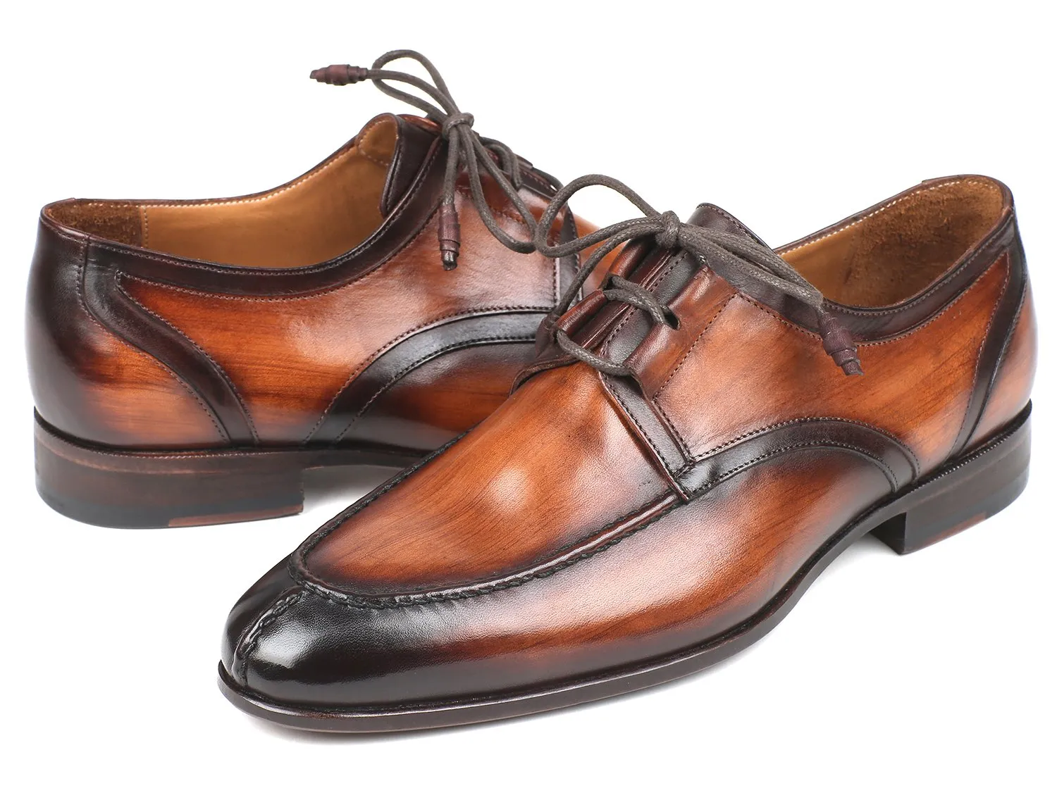 Paul Parkman Schuhe Paul Parkman Herren Ghillie Schnürung Anzugsschuhe in Braun Hochglanz