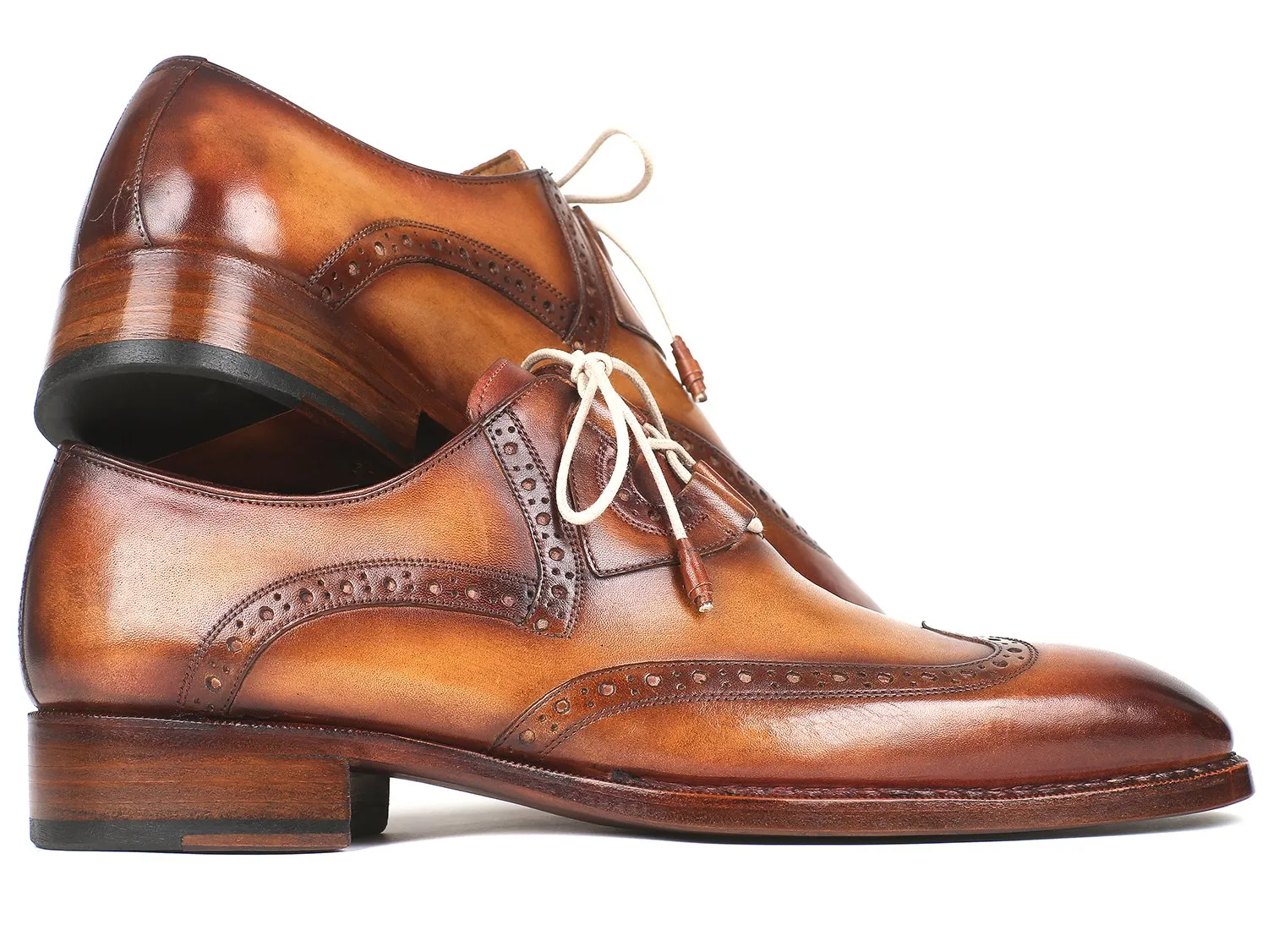 Paul Parkman Schuhe Paul Parkman Herren Ghillie-Schnürung Wingtip Brogues in Braun und Kamel