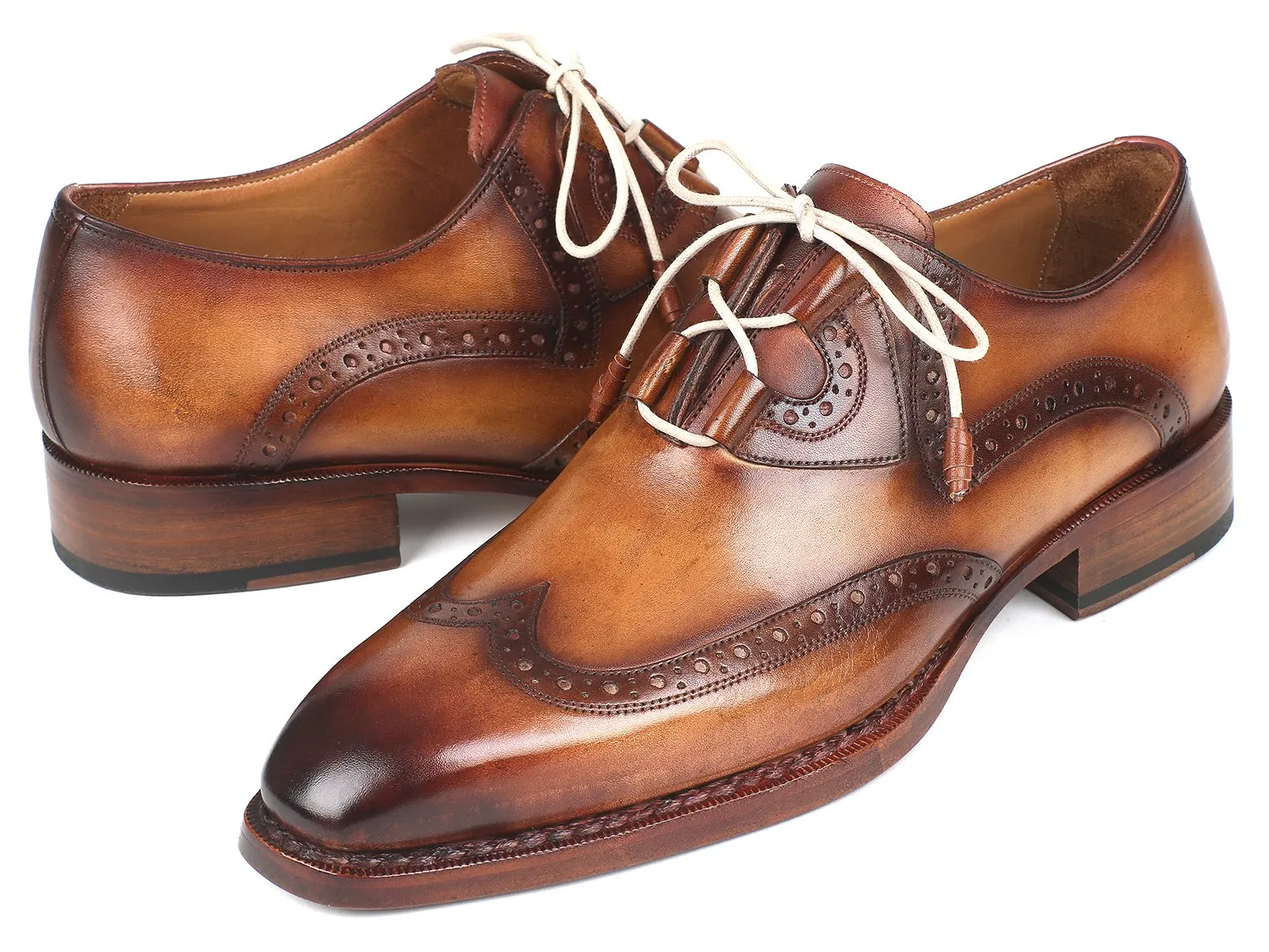 Paul Parkman Schuhe Paul Parkman Herren Ghillie-Schnürung Wingtip Brogues in Braun und Kamel