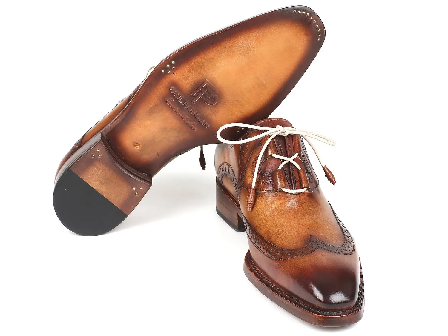 Paul Parkman Schuhe Paul Parkman Herren Ghillie-Schnürung Wingtip Brogues in Braun und Kamel