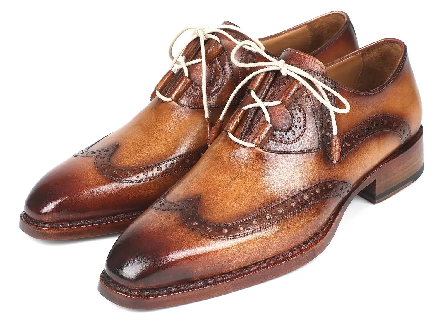 Paul Parkman Schuhe Paul Parkman Herren Ghillie-Schnürung Wingtip Brogues in Braun und Kamel